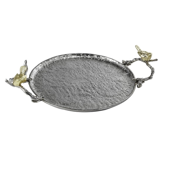A&B Home Aluminum Serving Platter with Bird Handles