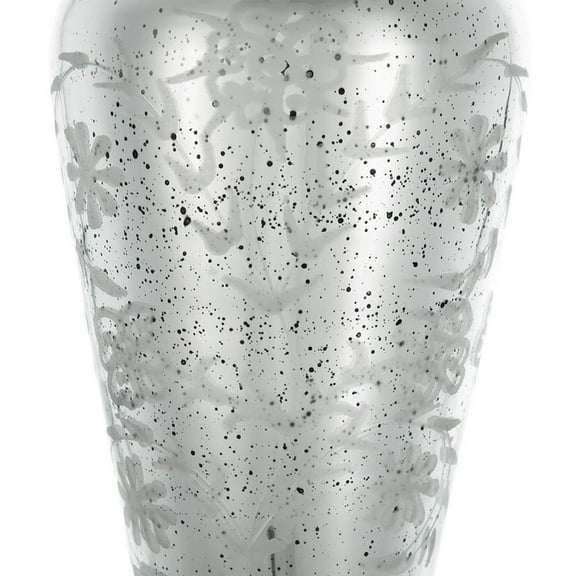 A&B Home Antique Style Pedestal Vase with Etched Pattern - Antique Silver