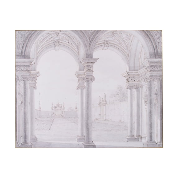 A&B Home Arch Motif Wall Art - Gold Frame - Gray, White Print