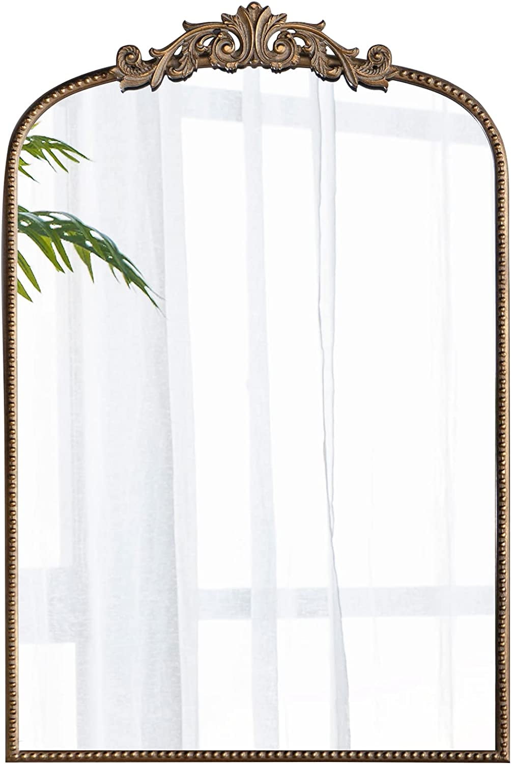 Gold Arched Rectangular Wood Wall Mirror 24" x 36"
