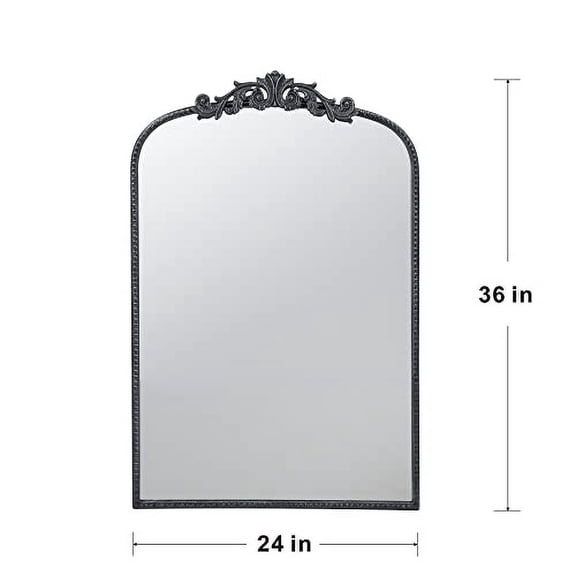 A&B Home Arched Vertical Mirror - Black Mirror for Wall Decor,24"x36" Wall Mounted Mirror with Metal Frame for Bathroom Bedroom Living Room