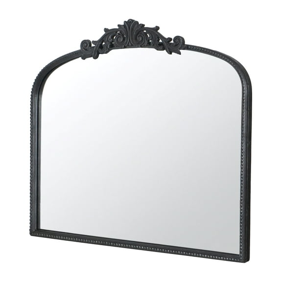 A&B Home Arched Vertical Mirror-Wall Mirror with Black Metal Frame,40"x31" Large Arch Mirror for Bathroom Bedroom Living Room
