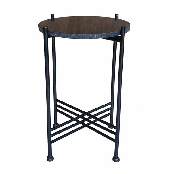 A&B Home Argus Marble Top Accent Table - 13"Dia. x 18.5"H - Black