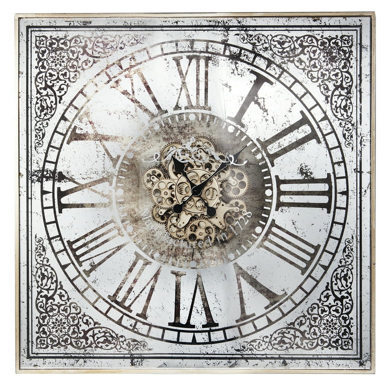 A&B Home Arria Randall Square Wall Clock - Antique Silver