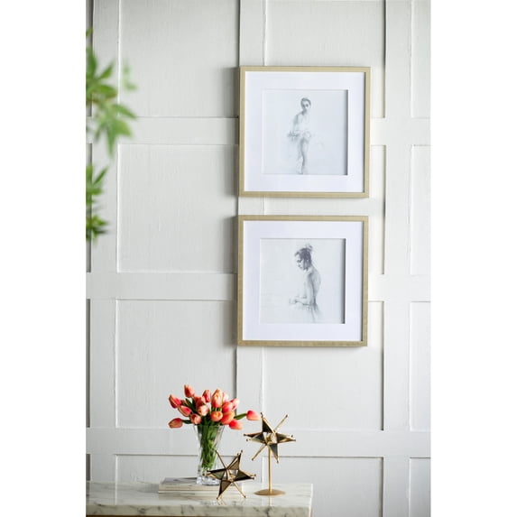 A&B Home Ballet Dancer Framed Wall Arts - Set of 2 - White/Silver