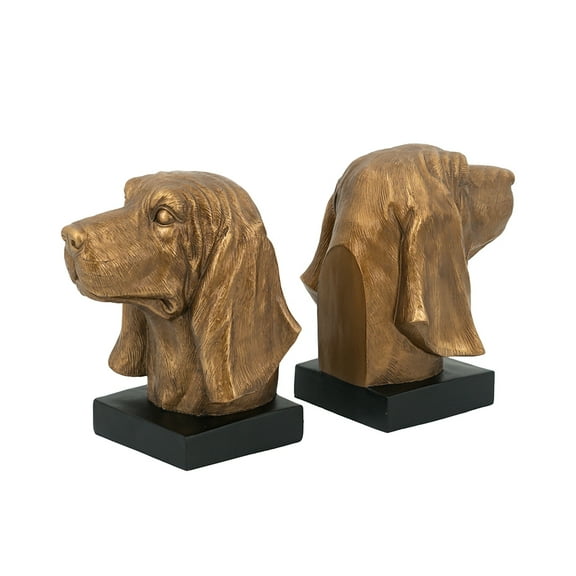 A&B Home Bronze Hound Dog Head Resin Bookend Set, 7" x 5.9" x 8.7"