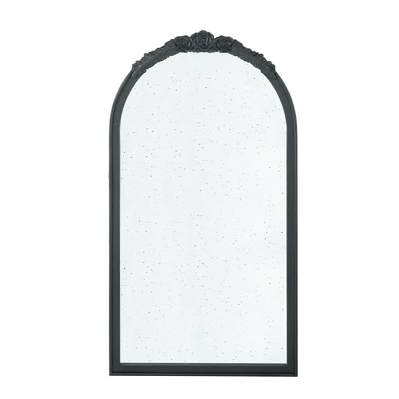 A&B Home Arched Vertical Mirror - Wall Mirror with Hand Carved Rose Antique Mirror Frame, 23" x 42" Arch Mirror for Bathroom Living Room Bedroom, Mid Century Modern Decor, Black