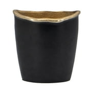 A&B Home Black Aluminum Table Vase with Gold Rim 6.9" x 4.3" x 7.5"