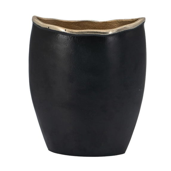 A&B Home Black Aluminum Table Vase with Gold Rim 7.9" x 4.3" x 9.8"