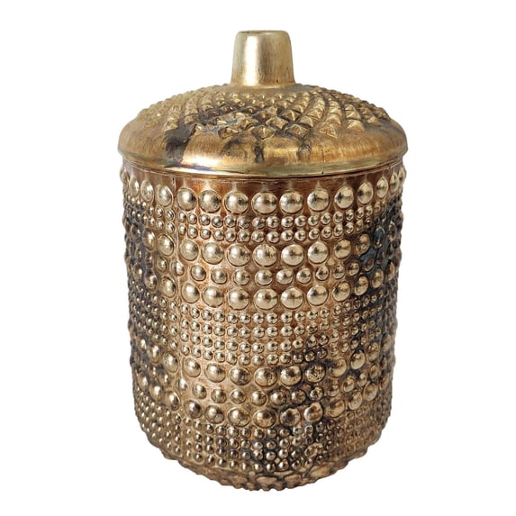 A & B Home Bronze Antique Mercury Round Textured Soy Wax Candle With Lid 77629
