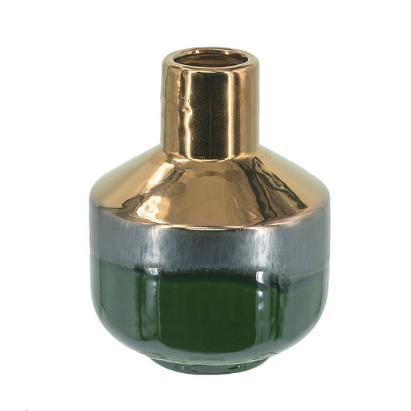 A&B Home Bronze and Green Decorative Ceramic Vase 6.1" x 6.1" x 7.9"