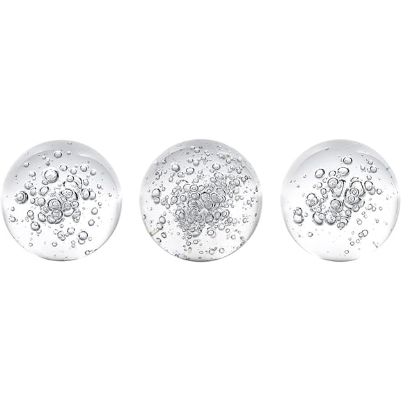 A&B Home Bubble Glass Orb - Set of 3 Small Decorative Bubble Glass Orb, Decorative Filler for Tabletop Home Dcor, Bedroom Living Room Bathroom Entryway Console Table Accent Bowl Filler, 3" x 3" x 3"