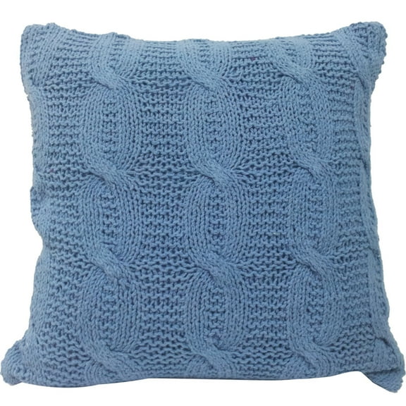 A&B Home Cable Knit Throw Pillow, Blue, 18 by 18-Inch
