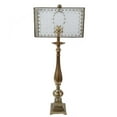 thumbnail image 1 of A&B Home Candlestick Table Lamp with See-Through Crisscross Pattern Rectangular Shade - Antique Brass, Pearl Finish - Clear Shade, 1 of 1