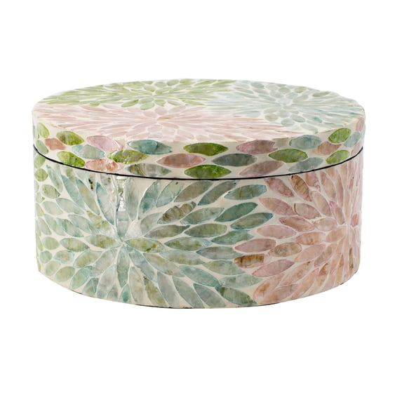 A&B Home Capiz Floral Box with Lid - Multi-Colored Finish