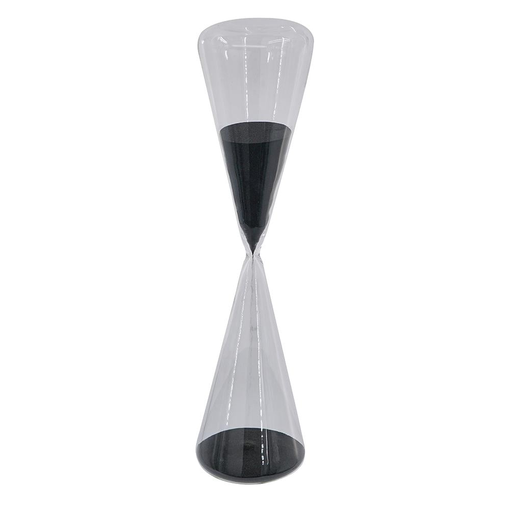 A&B Home Conical Glass Hourglass with Black Sand 4.6" x 4.6" x 19.3"
