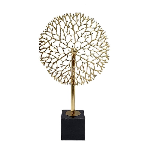 A&B Home Coral Statuary with Marble Base - 3" x 8.5" x 16" - Gold/Black