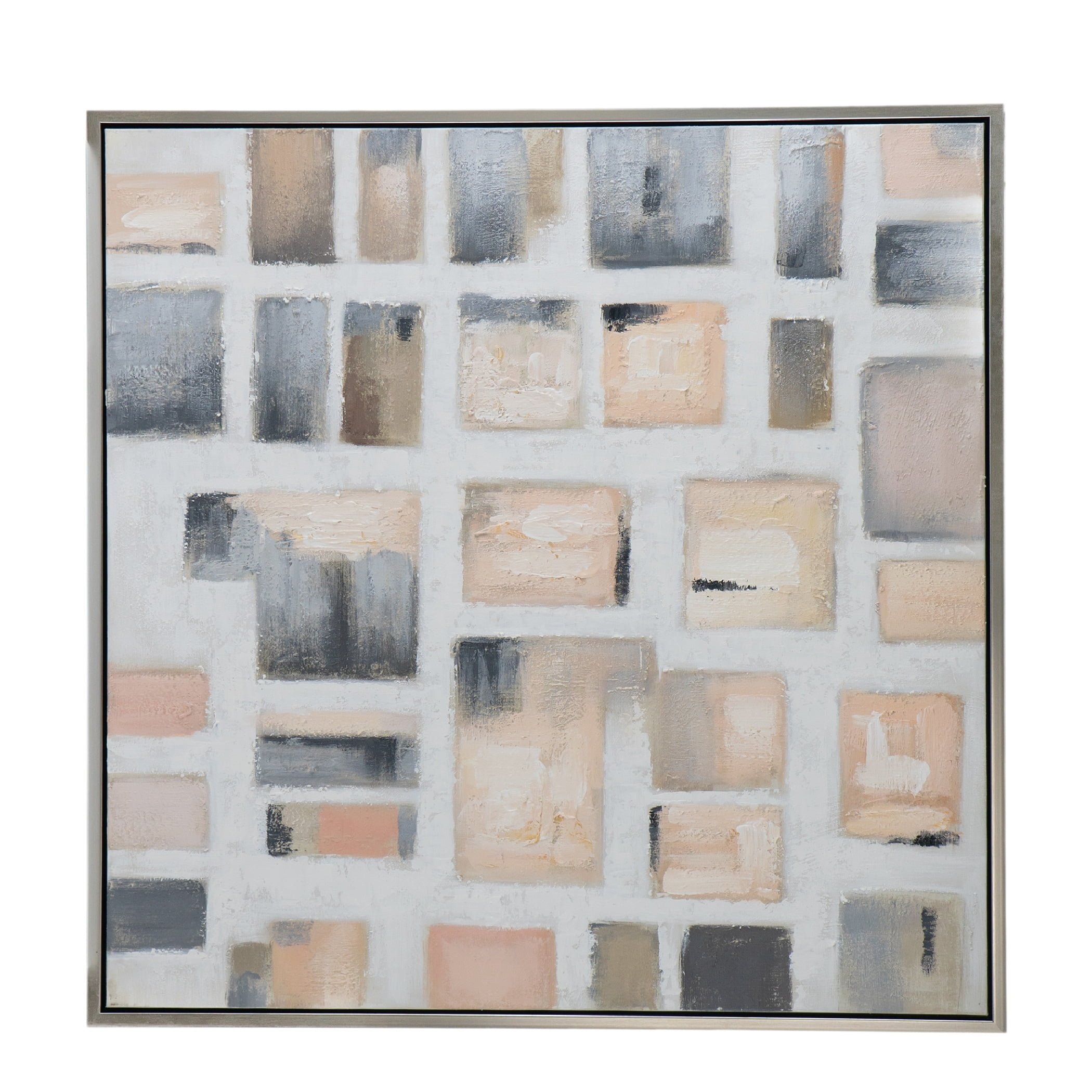 40" Peach, Gray, Silver Abstract Canvas Print with Plastic Frame