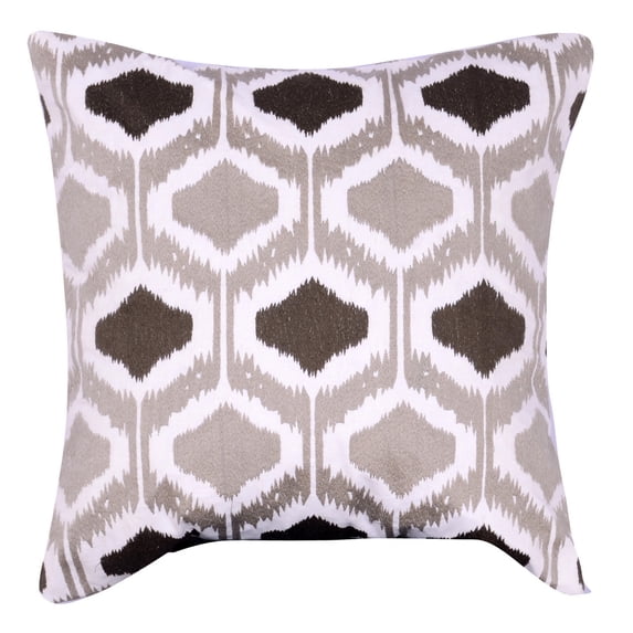 A&B Home Cotton Embroidered Throw Pillow, Brown, 18 by 20-Inch