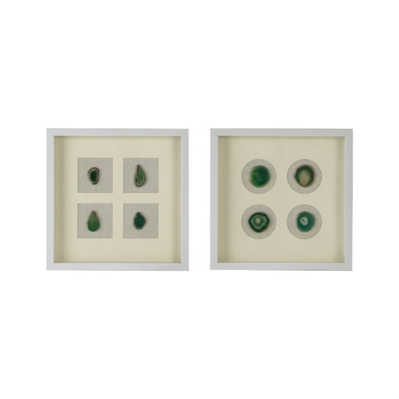 A&B Home Coty Shadow Box Wall Decor - Set of 2 - White/Green