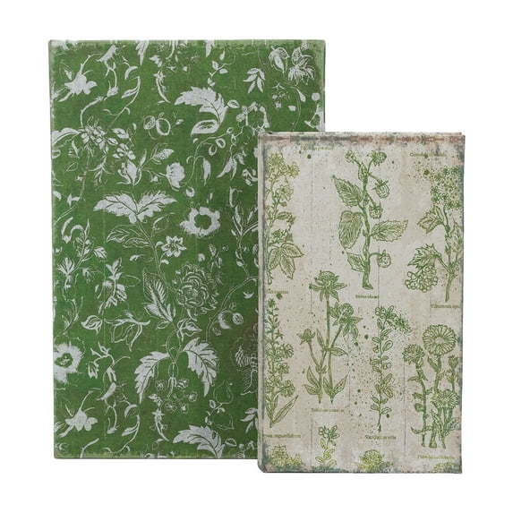 A&B Home Decorative Book Boxes with Rustic Floral Patterns 6S/CTN L:7x3x10.5" S:5x2x8.3" - Set of 2