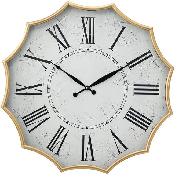 A&B Home Decorative Wall Clock - Metal Gears Wall Clock with Roman Numeral for Home Office Kitchen Décor, D24 x 3"