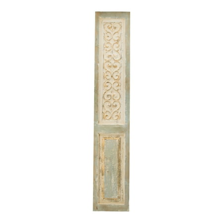 A&B Home Decorative Wood Panel with Scroll Detail - Washed White, Light Blue Finish