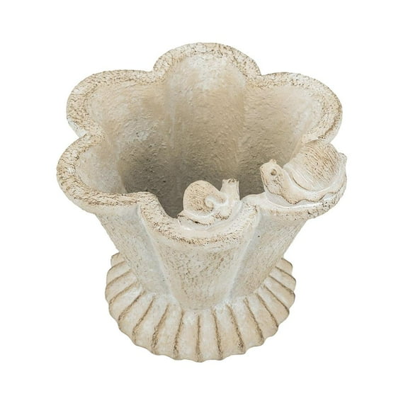 A&B Home Distressed Ivory Scalloped Snail Cement Planter 10" x 9.4" x 8.9"