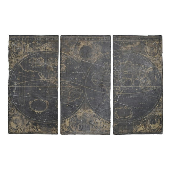 A&B Home Distressed Wall Panels - Set of 3-Color:Black,Style:Urban Industrial