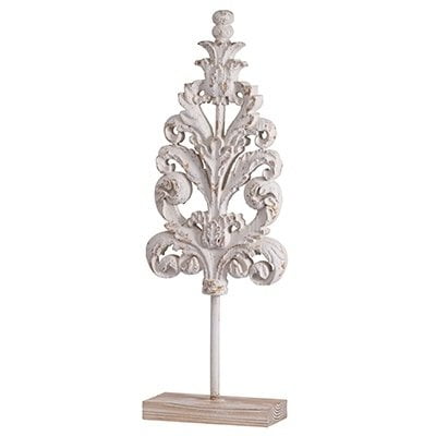 A&B Home Distressed White Leaf Wooden Statue 9.4" x 3.7" x 25.6"