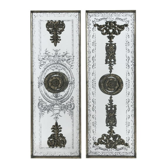 A&B Home Doorways Past Mirrored Panels - Set of 2-Color:Bronze,Style:Vintage Glamour