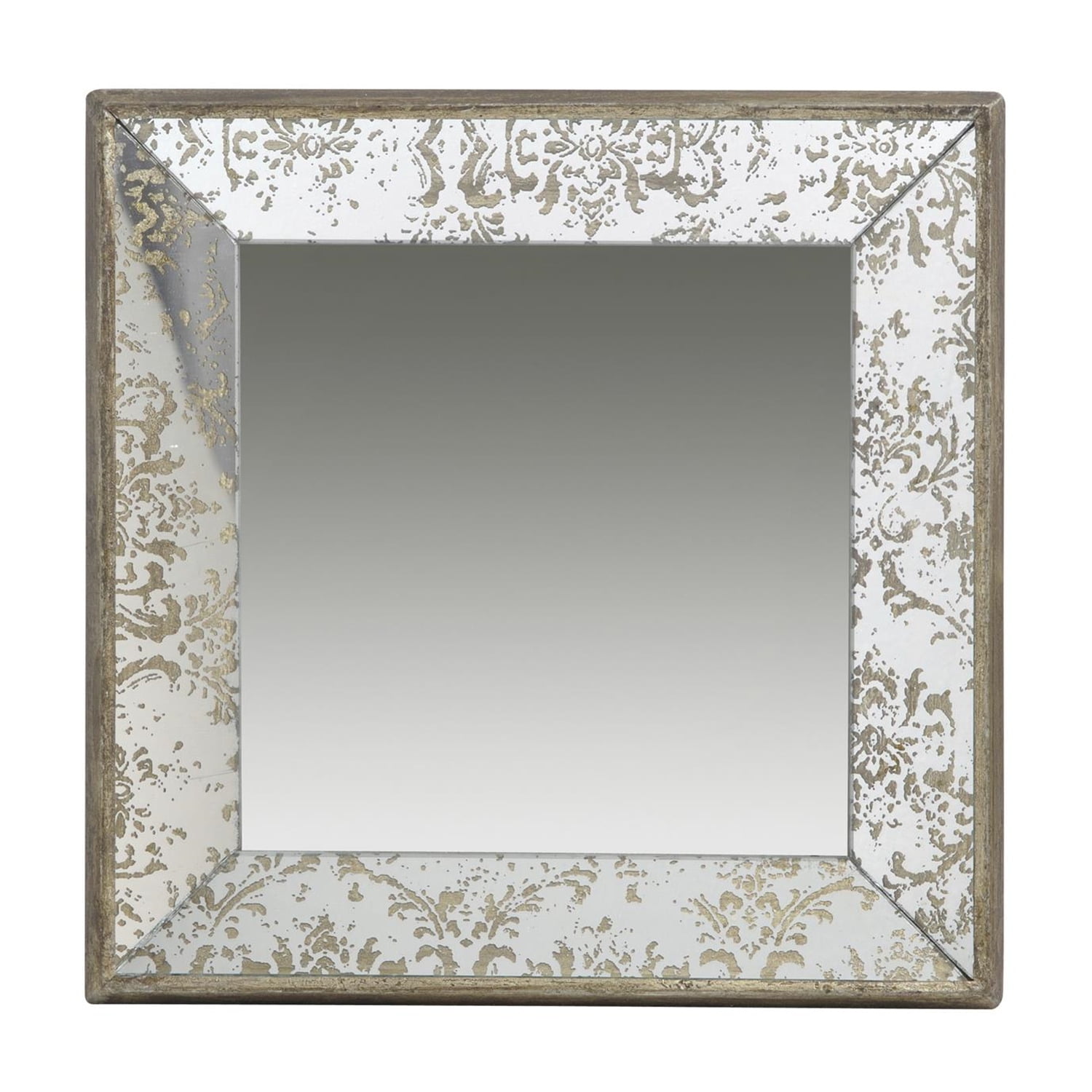 Gold and Clear Square Frameless Wall Mirror