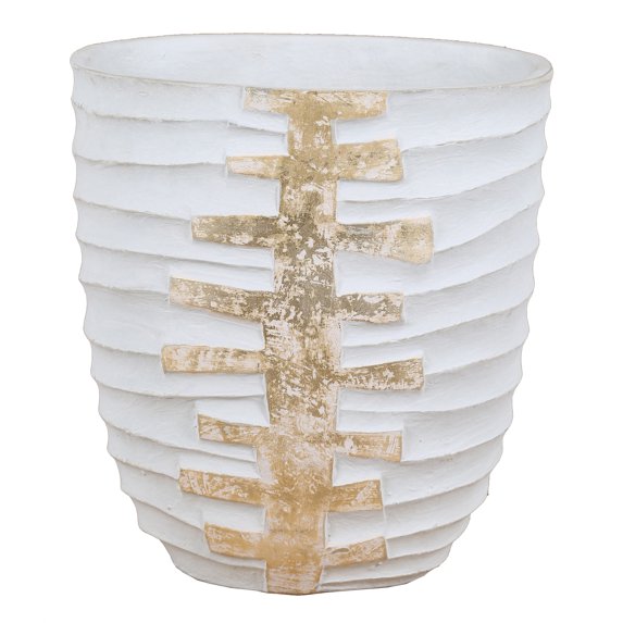 A&B Home Ecomix Vase with Horizontal Ripple - 15" - White, Gold Finish