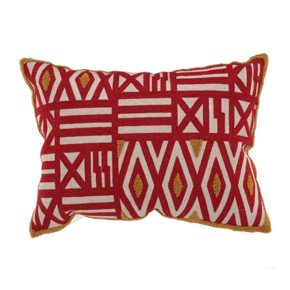 A&B Home Embroidered Pillow with Feather Fill - 14" x 20" - Red