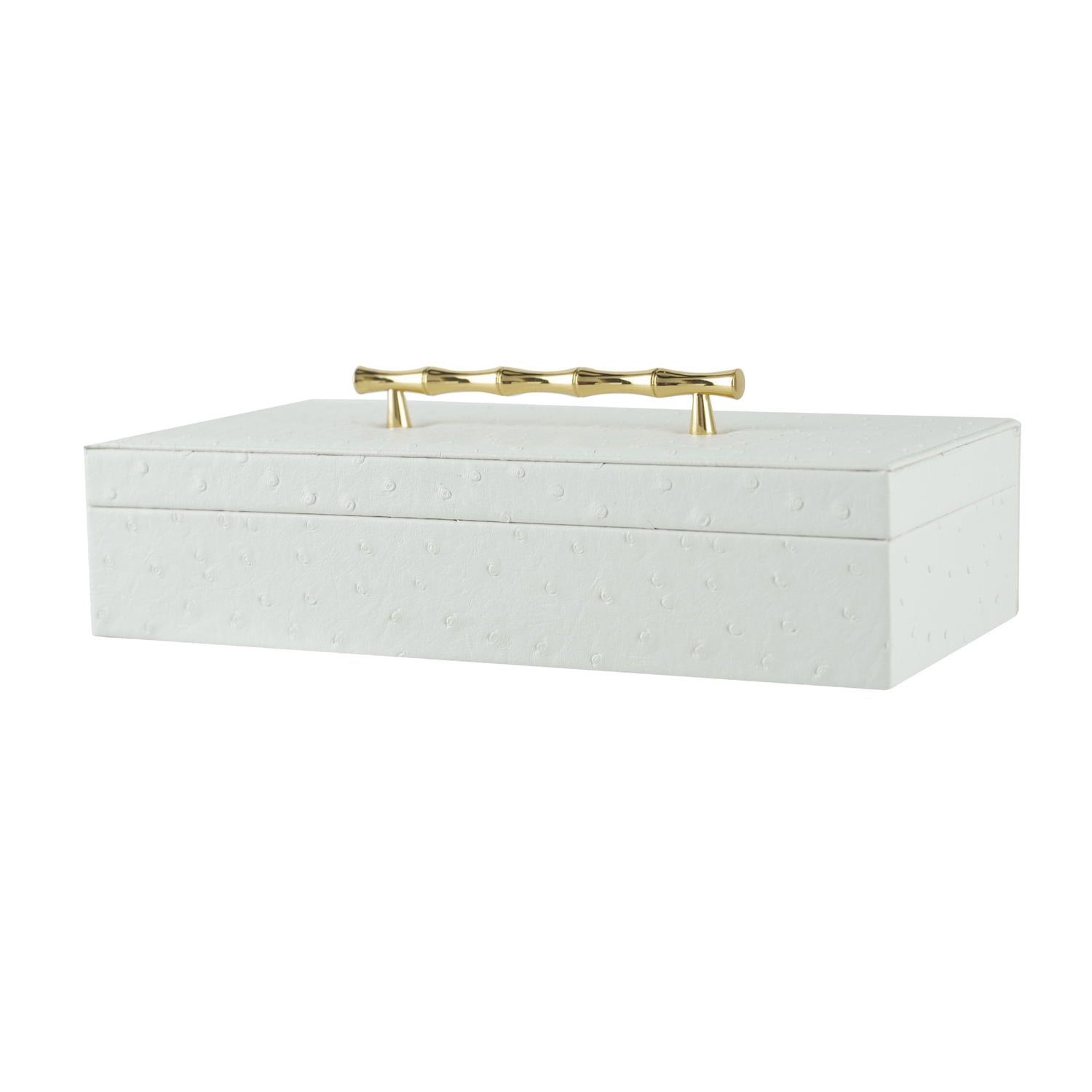 A&B Home Faux Leather Box - 12.6"W x 5.7"L x 4"H - White/Gold
