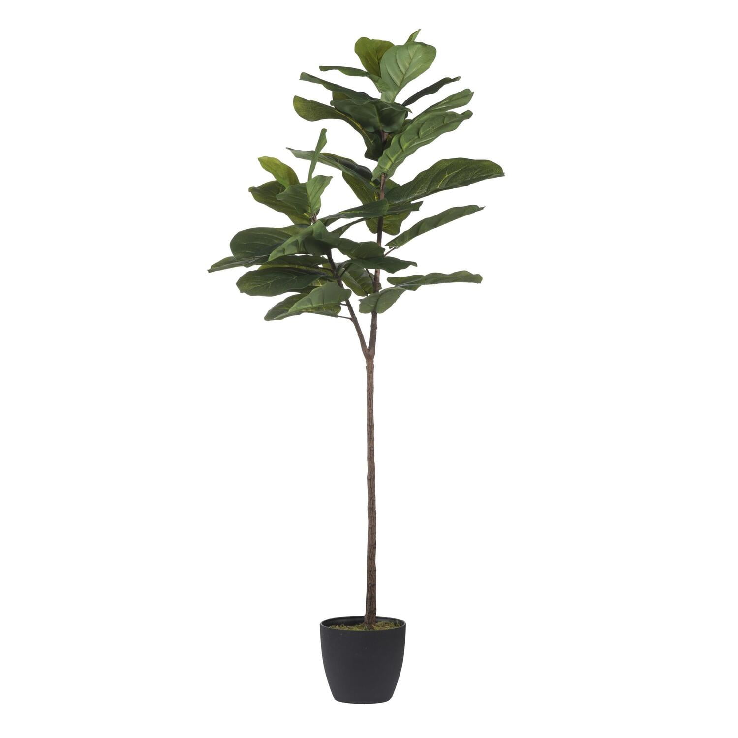 Tall Green Faux Fiddle Leaf Fig Tree in Black Pot