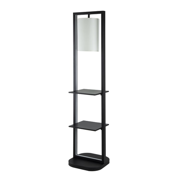 A&B Home Floor Lamp with Shelves - 16.5"W x 17"L x 74"H - Black/White