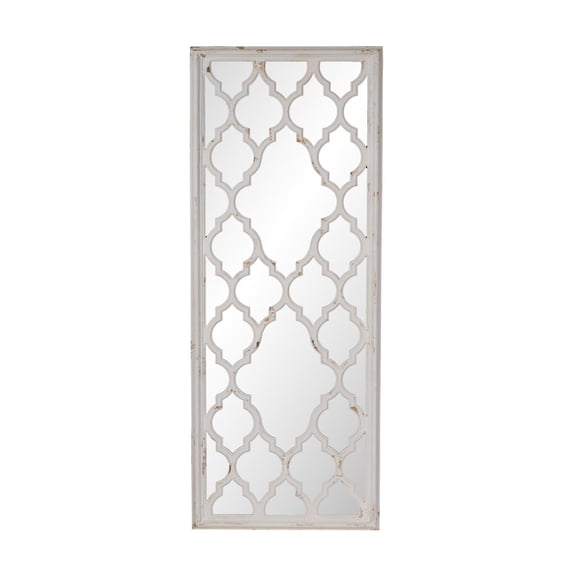 A&B Home Floor Mirror - Distressed White, Natural