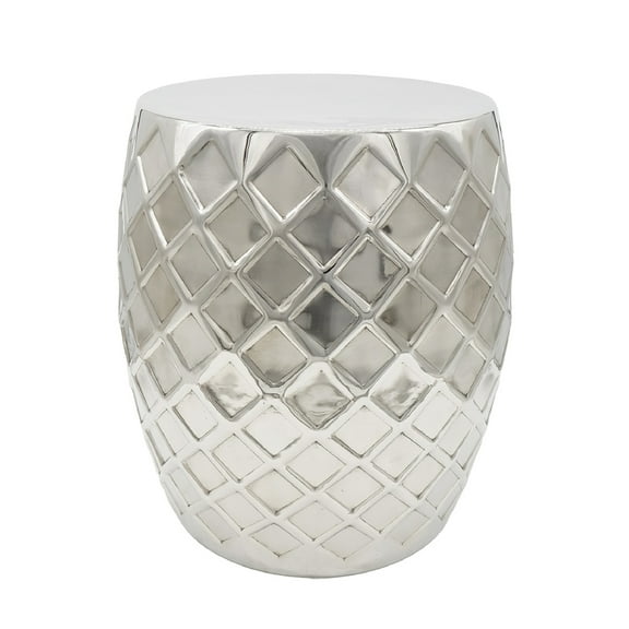 A&B Home Gastonia Aluminum Diamond Patterned Stool - 19"Dia. - Silver