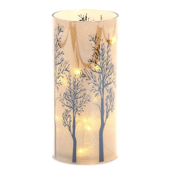 A&B Home Glass Tube With LED Lights - 3"Dia. x 9.8"H - White/Gray