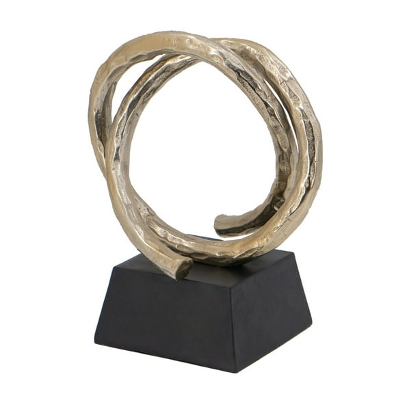 A&B Home Gold Abstract Loop Statue on Black Base 9.1" x 6.5" x 10.2"