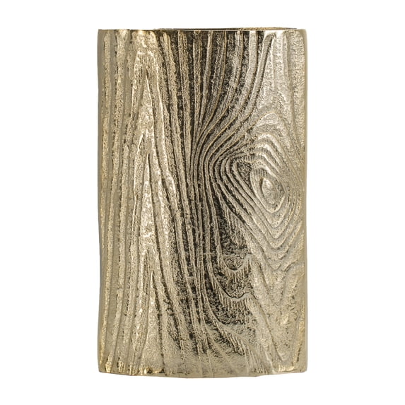 A&B Home Gold Aluminum Vase with Wood Grain Pattern 6.1" x 2.6" x 9.8"