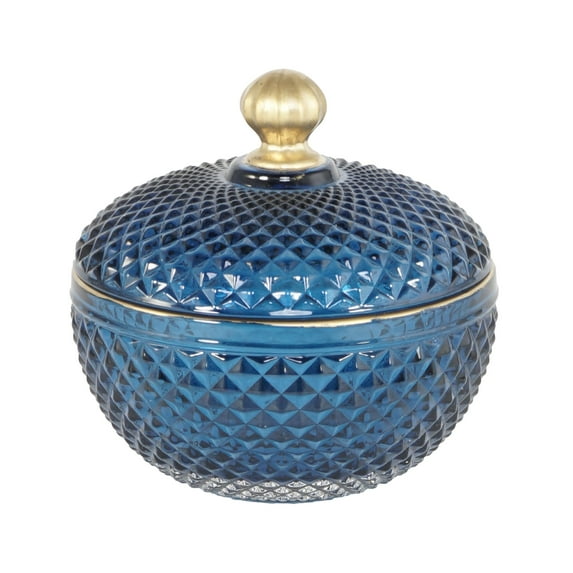 A&B Home Gold Finial Jar - 4.7" x 4.7" x 4.7" - Blue/Gold