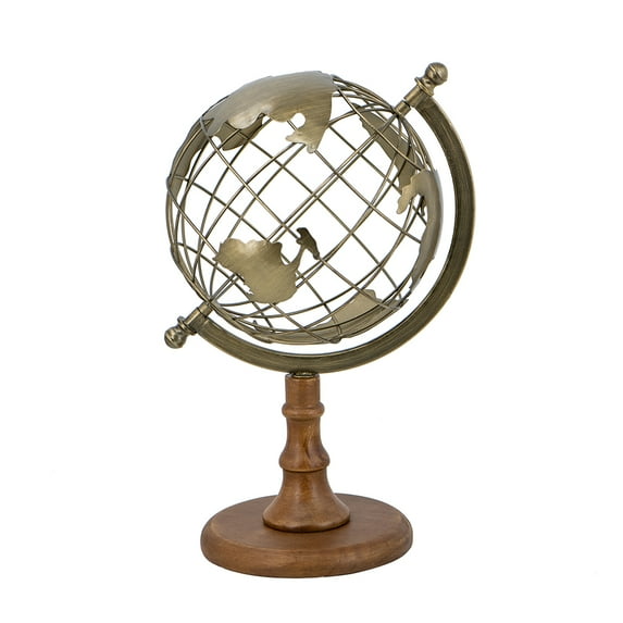 A&B Home Gold Metal Hollowed Globe Tabletop Statue 9.3" x 7.9" x 14.4"