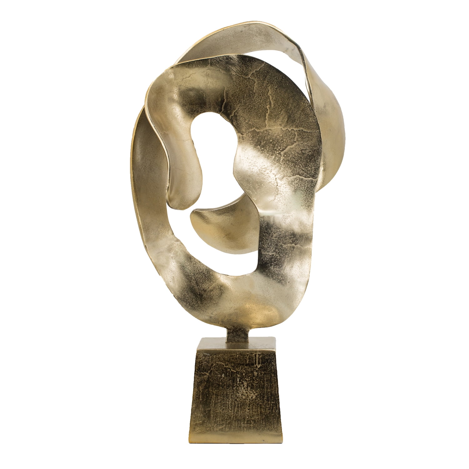 A&B Home Golden Abstract Aluminum Statue on Base 16.7