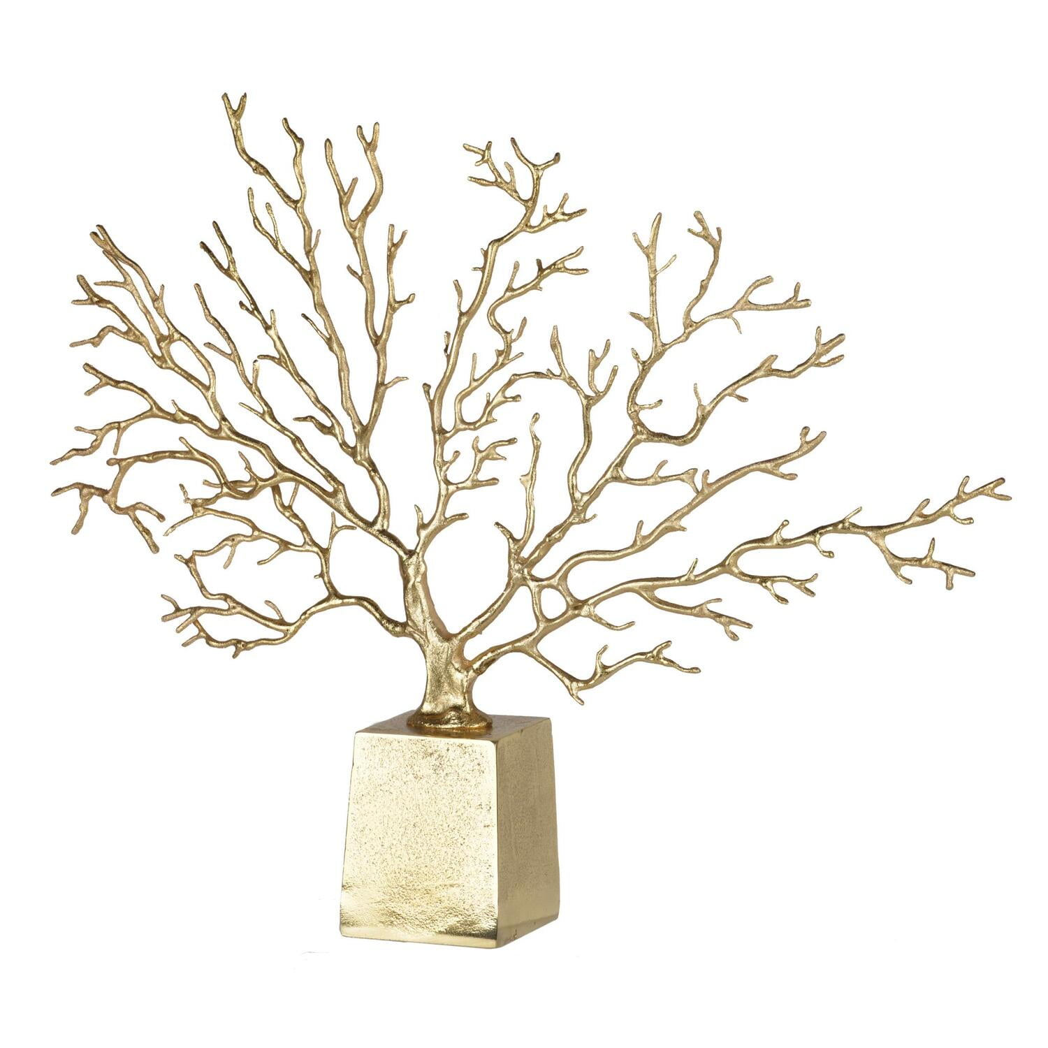 Radiant Gold Abstract Metal Tree Sculpture Decor