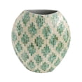 thumbnail image 1 of A&B Home  Green and Tan Diamond Pattern Capiz Vase Small 13 inches, 1 of 6