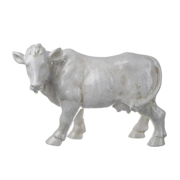 A&B Home Hector Cow Statuette-Color:White,Style:Classic Vintage