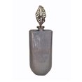 thumbnail image 1 of A&B Home Henri Glass Vase with Aluminum Leaf Lid - 7.5"W x 5"L x 22.5"H - Silver/Gold, 1 of 1