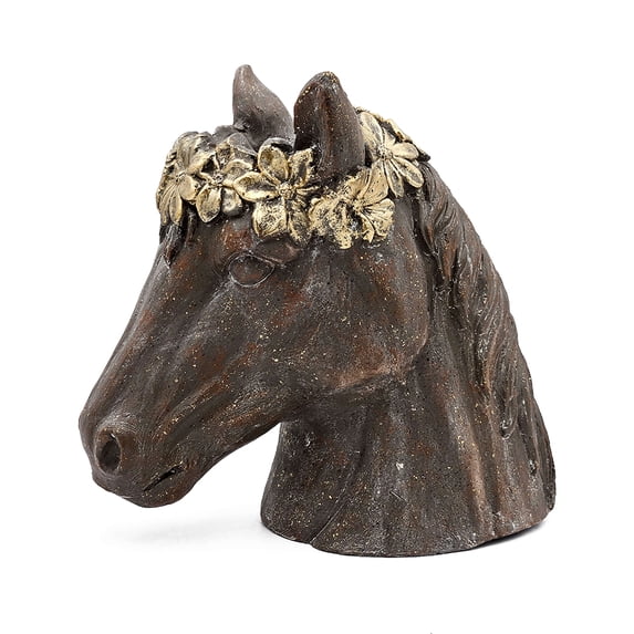 A&B Home Horse Head with Gold Wreath Magnesium Planter 14.4" x 8.5" x 13.6"